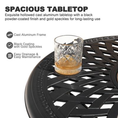 Image showing 7 th Nuu Garden 31 in. Outdoor Cast-Aluminum Ice Bucket Round Bistro Table for 2 People