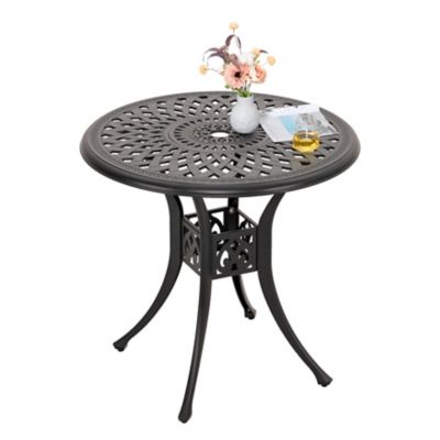 Image showing 8 th Nuu Garden 31 in. Outdoor Cast-Aluminum Ice Bucket Round Bistro Table for 2 People