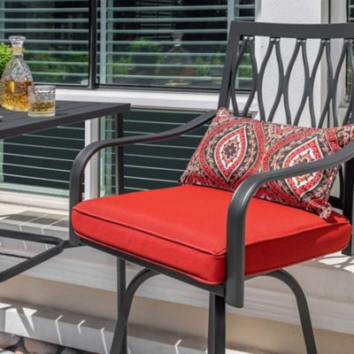 Image showing  3 pc. Outdoor Metal Swivel Bar Set with Cushions