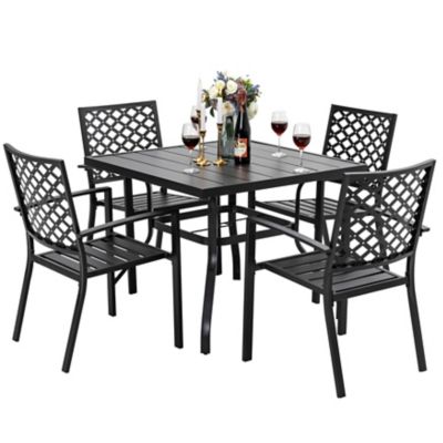 Nuu Garden 5 pc. Metal Patio Dining Set, Includes Square Table and Armchairs