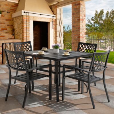 Nuu Garden 5 pc. Metal Patio Dining Set, Includes Square Table and Armchairs