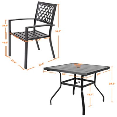 Image showing 5 th Nuu Garden Outdoor 5 pc. Dining Set, Powder-coated Iron Finish, Black with Gold Speckles