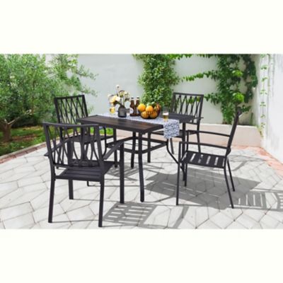 Image showing  5 pc. Outdoor Metal Dining Set, Includes Stackable Chairs