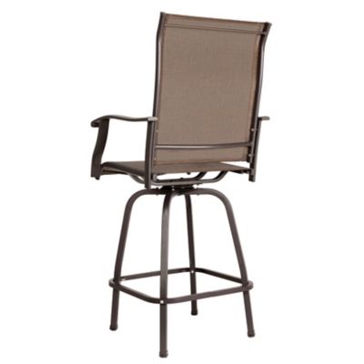 Image showing  5 pc. Outdoor Swivel Bar Set with Table and 4 Stools, Black/Brown
