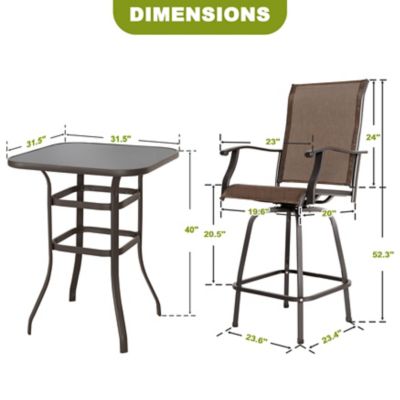 Image showing 5 th Nuu Garden 5 pc. Outdoor Swivel Bar Set with 52 in. Table and 4 Stools, Black/Brown