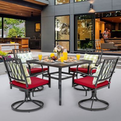 Nuu Garden 5-Piece Metal Outdoor Dining Set, Includes Cushions
