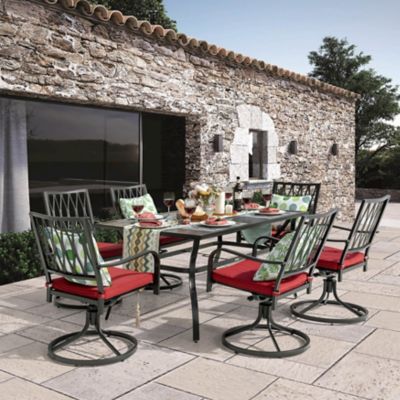Nuu Garden 7 pc. Metal Square Outdoor Dining Set, Includes Swivel Chairs and Cushions