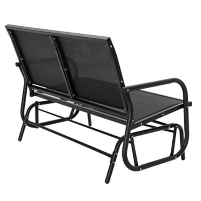 Image showing  2-Seat Outdoor Mesh Glider Bench Patio Swing Rocking Chair, Black