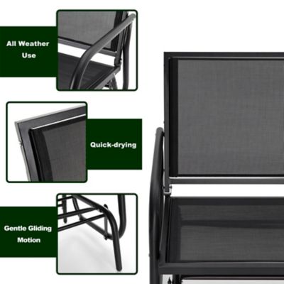 Image showing 7 th Nuu Garden 2-Seat Outdoor Mesh Glider Bench Patio Swing Rocking Chair, Black