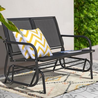 Image showing 8 th Nuu Garden 2-Seat Outdoor Mesh Glider Bench Patio Swing Rocking Chair, Black