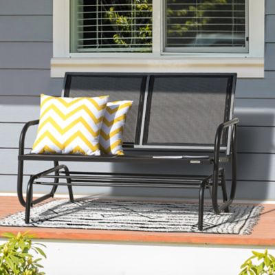 Image showing 9 th Nuu Garden 2-Seat Outdoor Mesh Glider Bench Patio Swing Rocking Chair, Black