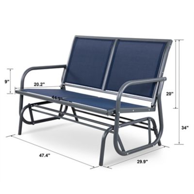 Image showing 5 th Nuu Garden 2-Seat Outdoor Mesh Glider Bench Swing Rocking Chair, Blue