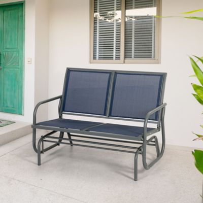 Image showing 7 th Nuu Garden 2-Seat Outdoor Mesh Glider Bench Swing Rocking Chair, Blue