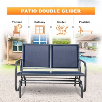 Image showing 8 th Nuu Garden 2-Seat Outdoor Mesh Glider Bench Swing Rocking Chair, Blue