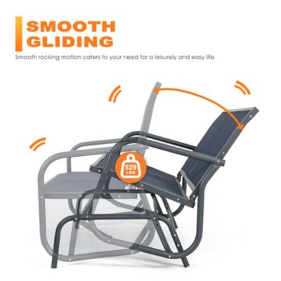 Image showing 9 th Nuu Garden 2-Seat Outdoor Mesh Glider Bench Swing Rocking Chair, Blue