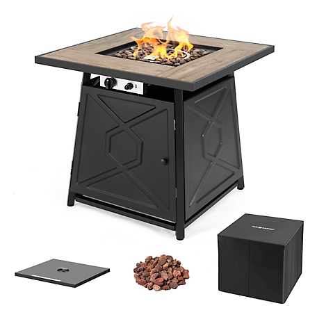 Nuu Garden Square Propane Fire Pit with Cover