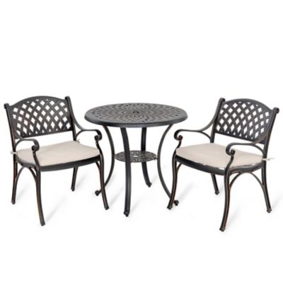 Image showing  3 pc. Outdoor Patio Dining Set, Includes Beige Cushions