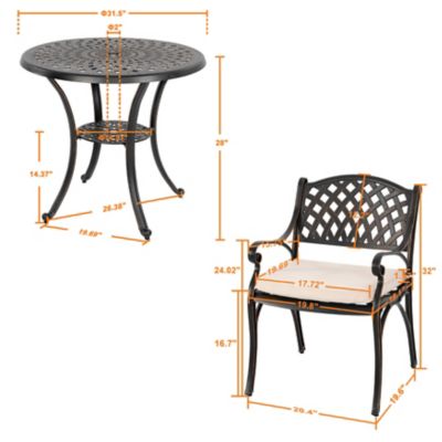 Image showing 5 th Nuu Garden 3 pc. Outdoor Patio Dining Set, Includes Beige Cushions