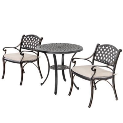 Image showing 8 th Nuu Garden 3 pc. Outdoor Patio Dining Set, Includes Beige Cushions