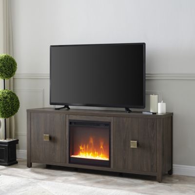 Hudson&Canal Juniper Rectangular TV Stand Fireplace