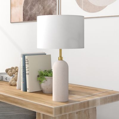 Pax Table Lamp | Rattan Woven Body | Linen Shade | Brown Wood Base main image 1
