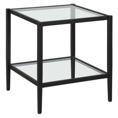 Image showing  Hera Mirrored Side Table with 1 Shelf, Black