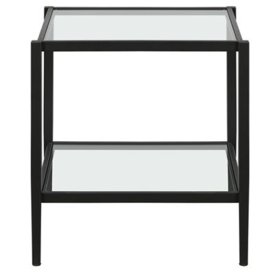 Image showing  Hera Mirrored Side Table with 1 Shelf, Black