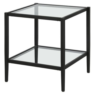 Image showing 6 th Hudson&Canal Hera Mirrored Side Table with 1 Shelf, Black