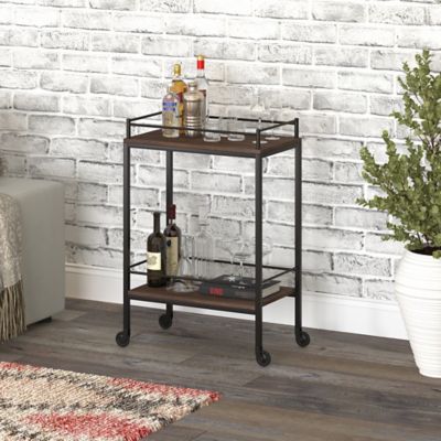 Image showing  2-Tier Barnes Rectangular Wheeled Bar Cart