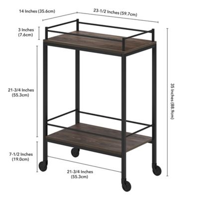 Image showing  2-Tier Barnes Rectangular Wheeled Bar Cart