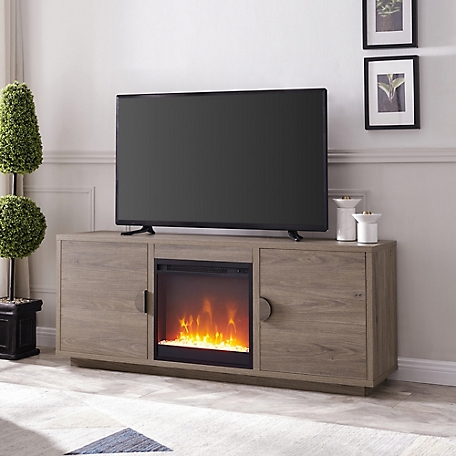 Hudson&Canal Dakota Rectangular TV Stand with Fireplace