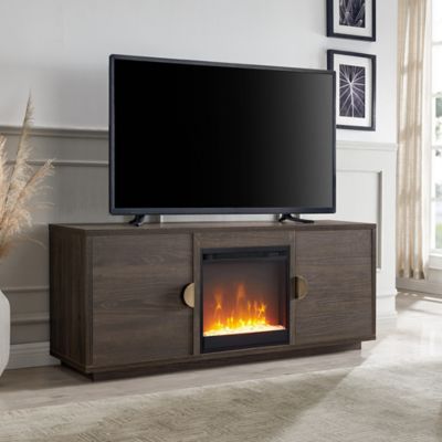 Hudson&Canal Dakota Rectangular TV Stand with Fireplace