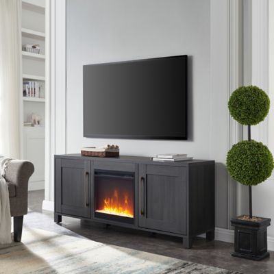 Hudson&Canal Chabot Rectangular TV Stand with Fireplace