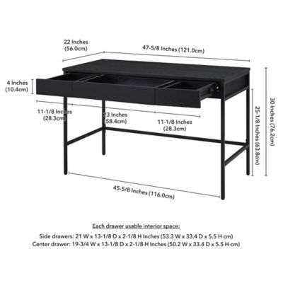 Image showing  Evans Rectangular Writing Desk with 3 Drawers