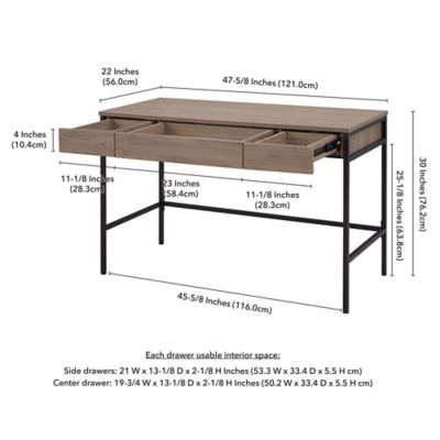 Image showing  Evans Rectangular Writing Desk with 3 Drawers