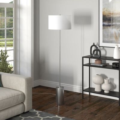 Hudson&Canal 64 in. Somerset Floor Lamp with Drum Shade, Silver