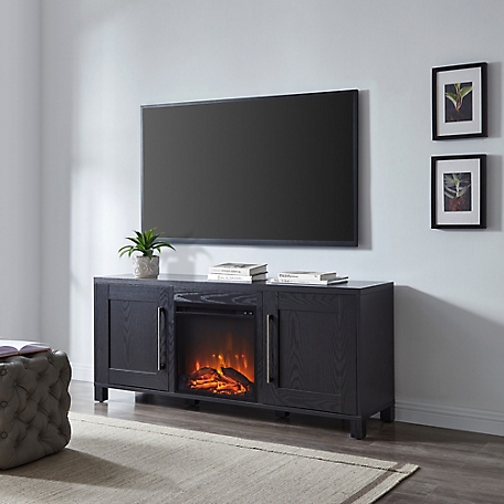 Hudson&Canal Chabot Rectangular TV Stand with Fireplace
