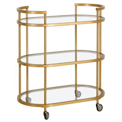 Image showing  2-Tier Leif Oval Wheeled Bar Cart, Brass