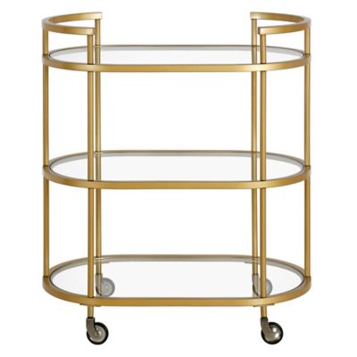 Image showing  2-Tier Leif Oval Wheeled Bar Cart, Brass
