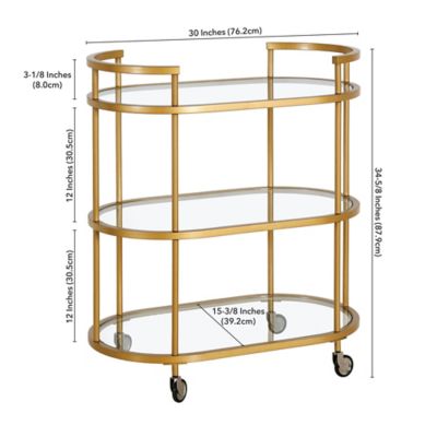 Image showing  2-Tier Leif Oval Wheeled Bar Cart, Brass