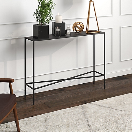 Hudson&Canal Henley Console Table with Glass Tabletop, 42 in.