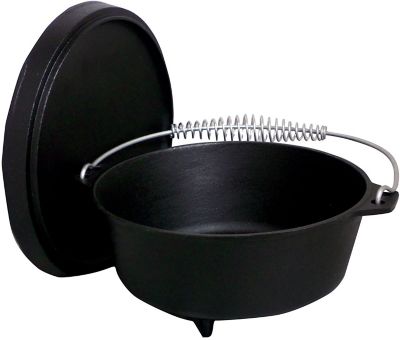 King Kooker Pre-Seasoned Cast Iron Dutch Oven with Feet and Lid, 4 qt., Black