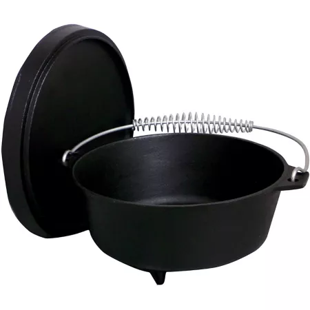 King Kooker Pre-Seasoned Cast Iron Dutch Oven with Feet and Lid 4 Quart Black Grill Cookware