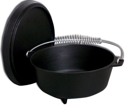 Image showing  8 qt. Round Cast-Iron Preseasoned Dutch Oven with Lid, Black