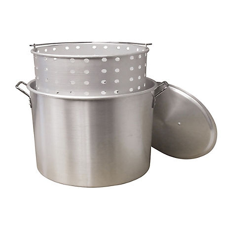 King Kooker 160 qt. Aluminum Stock Pot with Lid, Silver Finish