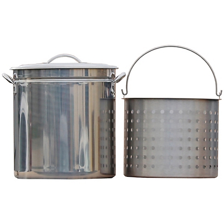 King Kooker 102 qt. Aluminum Stock Pot with Lid, Stainless Steel Finish