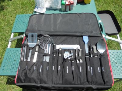 Image showing  15 pc. Tailgating Grill Tool Set with Black/Red Carrying Case