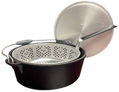 King Kooker 6 qt. Cast-Iron Pot with Aluminum Lid and Basket