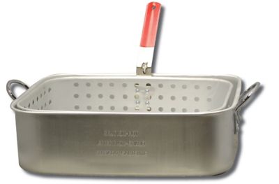 King Kooker 15 qt. Aluminum Rectangular Fry Pan with 2 Helper Handles and Punched Aluminum Basket