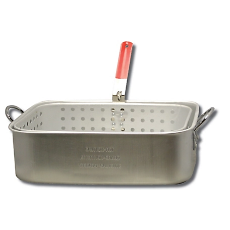 King Kooker 15 qt. Aluminum Rectangular Fry Pan with 2 Helper Handles and Punched Aluminum Basket